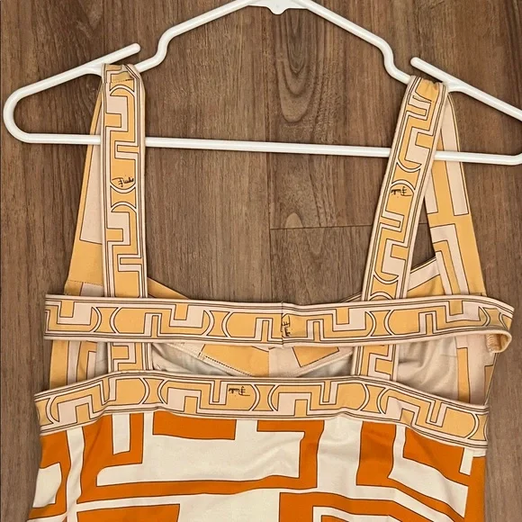 Emilio Pucci Orange and Cream Geometric Tank Top - Picture 3 of 6